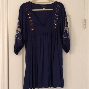 Blue embroidered dress